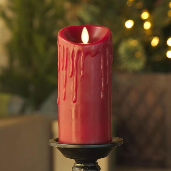 Luminara Wax Drip Flameless Indoor LED Candle for Decoration, Red - 3.4" x 4.5" - Picture 1 of 4